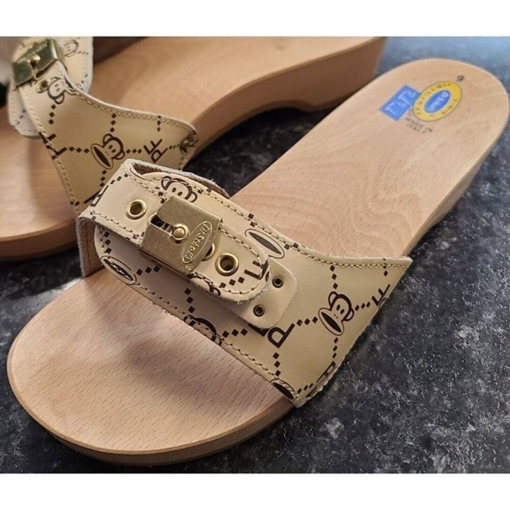 Vintage Dr. Scholls Limited Edition Paul Frank Sandals, Julius the Monkey, Tan
